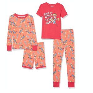 Disney Marvel Spotted Zebra Girls'  4 piece Shorts Pants Long Sleeve Pajama Set